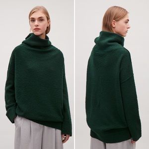 COS Green Bobble Stitch Oversized Cowl Neck Jumper